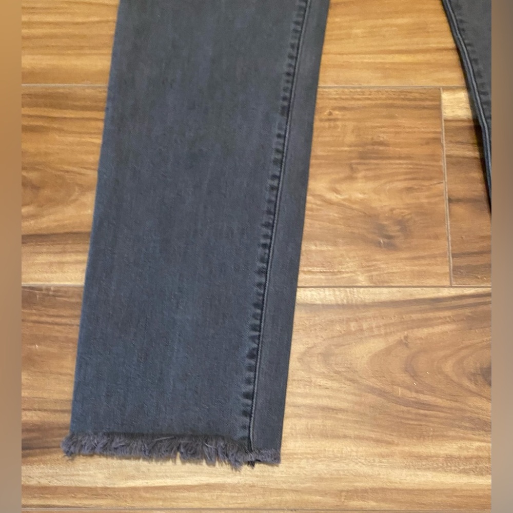 NWT WARP+WEFT CDG PARIS HIGH RISE STRAIGHT ANKLE JEANS RAW HEM SIZE 25 IN NOIR - Picture 2 of 6